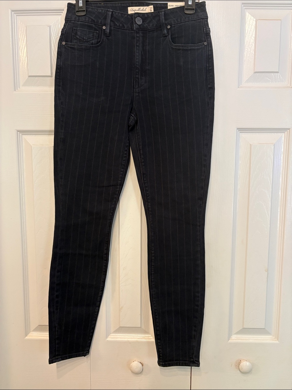 Black Pinstripe Skinny Jeans - Women's Stretch Skinny 808